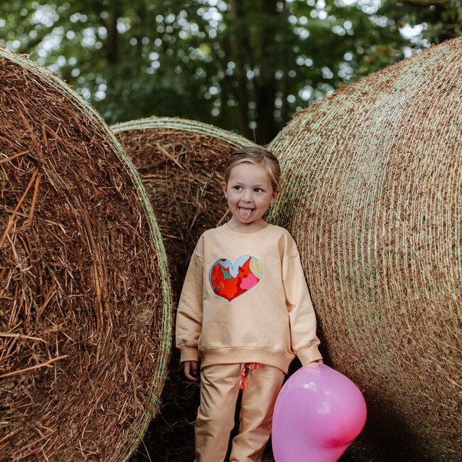 Orange Happy Heart Sweatshirt + Pants Set