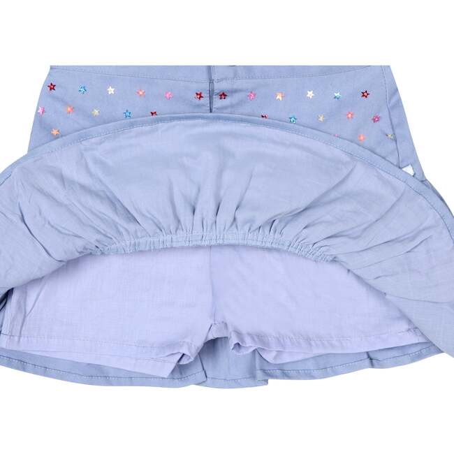 Blue Sequin Stars Denim Skort - Skirts - 2