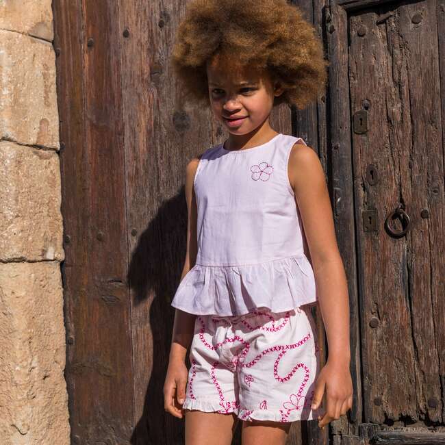 Pink Color Jardin Top and Shorts Set