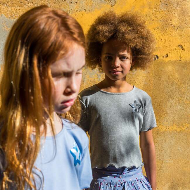 Blue Sequin Stars Denim Skort - Skirts - 3