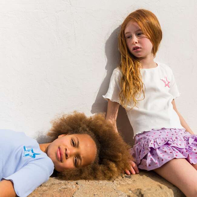 White Sequin Star Ribbed Top - T-Shirts - 5