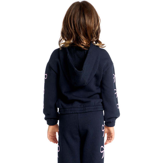 Semi Cropped Shirred Stormy Bows Hoodie Pullover - Sweatshirts - 2