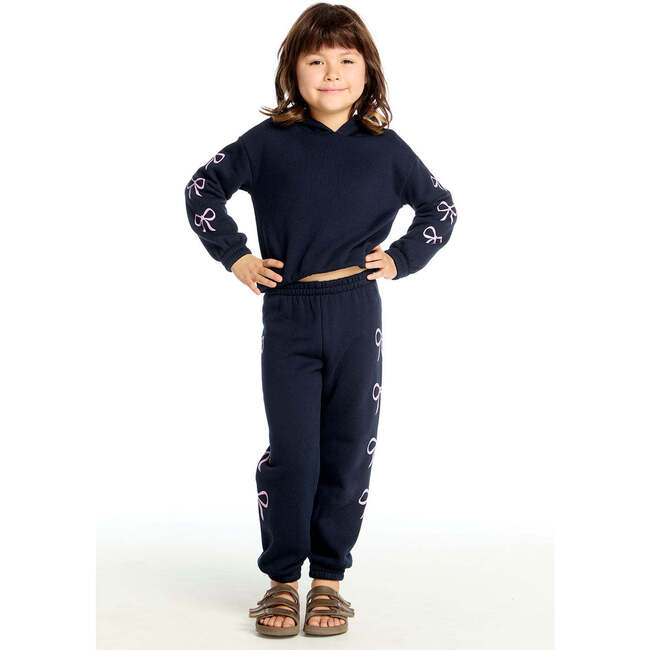 Semi Cropped Shirred Stormy Bows Hoodie Pullover - Sweatshirts - 3