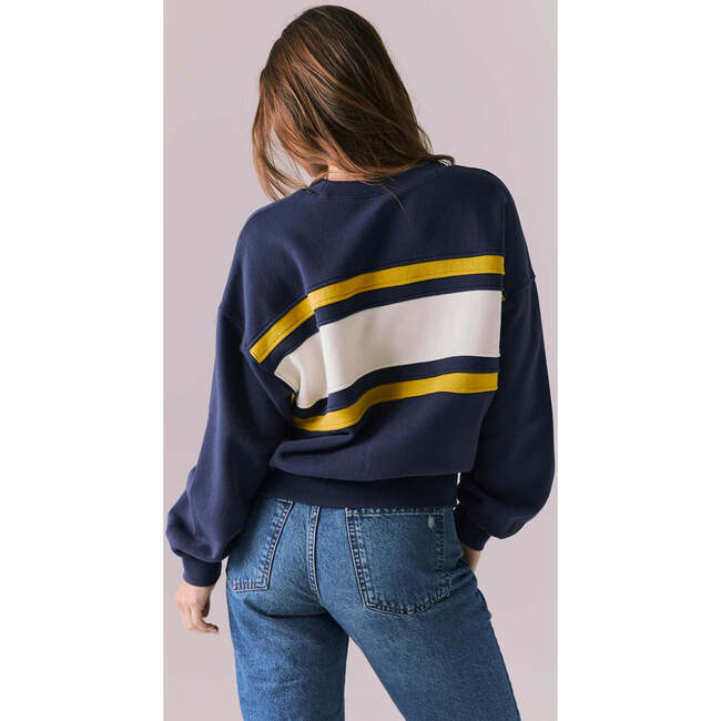 1974 Colorblock Retro Athletic Pullover, Blue/Yellow - Sweatshirts - 2