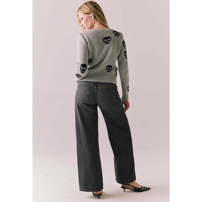 Tossed Skulls Sweater, Heather Grey - Sweaters - 4