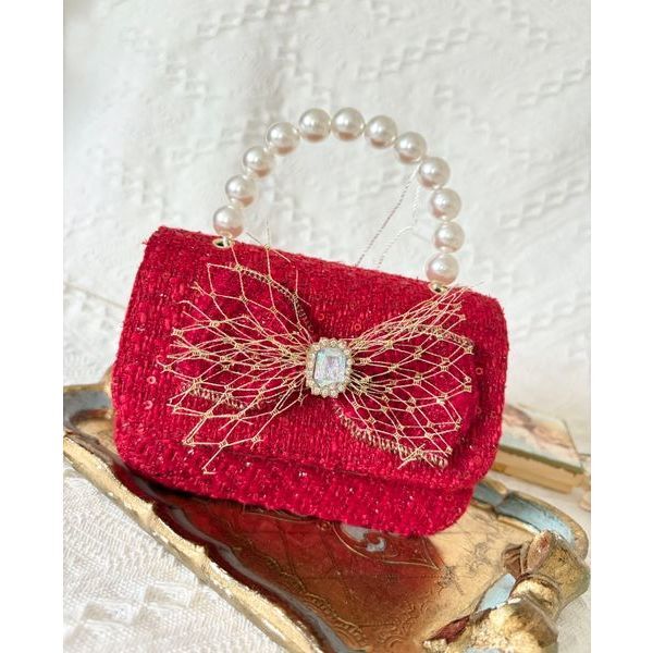 Red Holiday Gold Bow Purse
