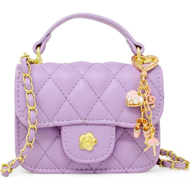 Tiny Quilted Ballet Charm Handbag, Purple