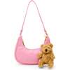 Teddy Bear Charm Shoulder Handbag, Pink - Bags - 1 - thumbnail