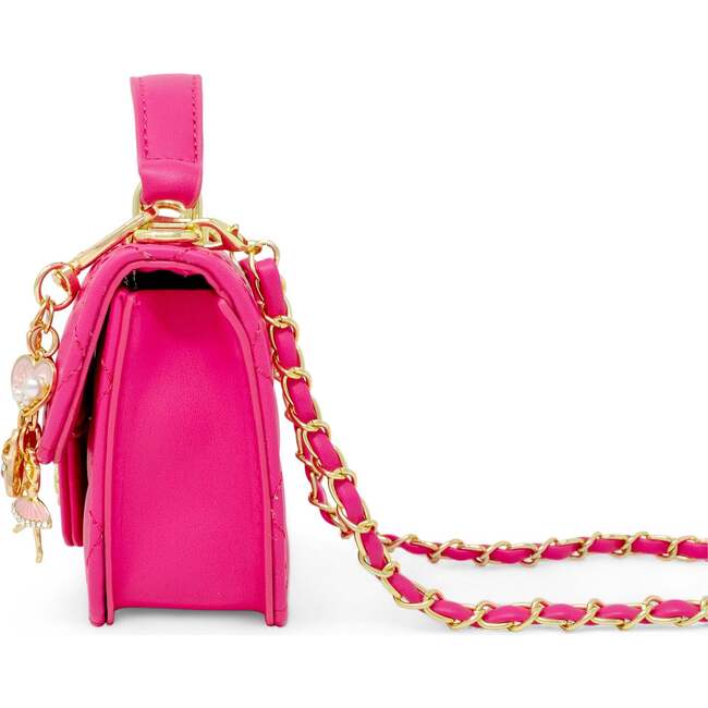 Tiny Quilted Ballet Charm Handbag, Hot Pink - Bags - 2