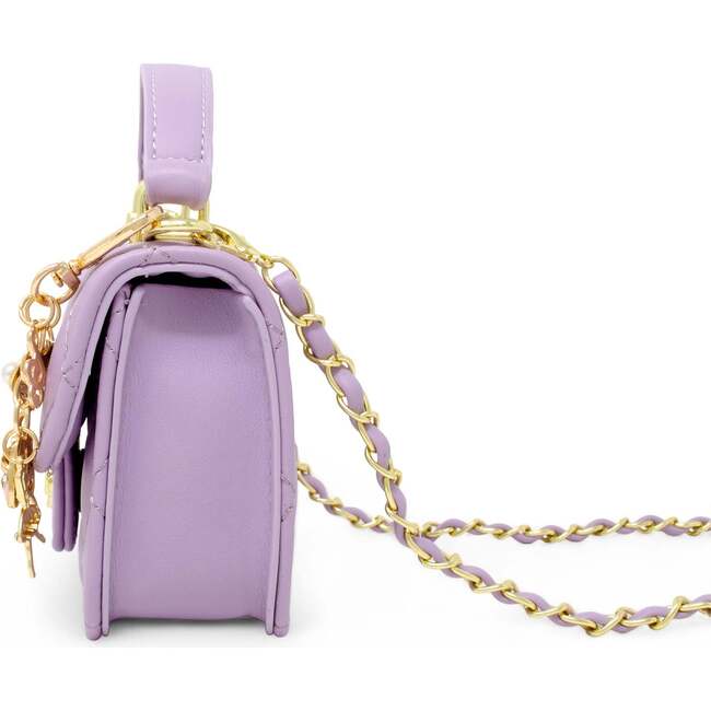 Tiny Quilted Ballet Charm Handbag, Purple - Bags - 2