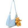 Teddy Bear Charm Shoulder Handbag, Blue - Bags - 2 - thumbnail