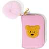 Teddy Pom Pom Zip Wallet, Pink - Bags - 1 - thumbnail