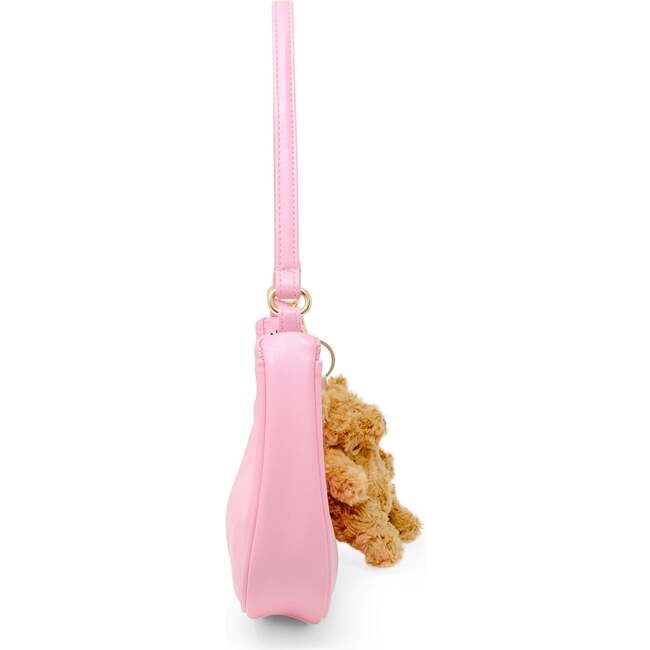 Teddy Bear Charm Shoulder Handbag, Pink - Bags - 3