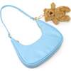 Teddy Bear Charm Shoulder Handbag, Blue - Bags - 4 - thumbnail