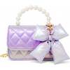 Shiny Quilted Fluffy Bow Handbag, Purple - Bags - 1 - thumbnail
