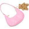 Teddy Bear Charm Shoulder Handbag, Pink - Bags - 4 - thumbnail
