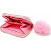 Teddy Pom Pom Zip Wallet, Pink - Bags - 2