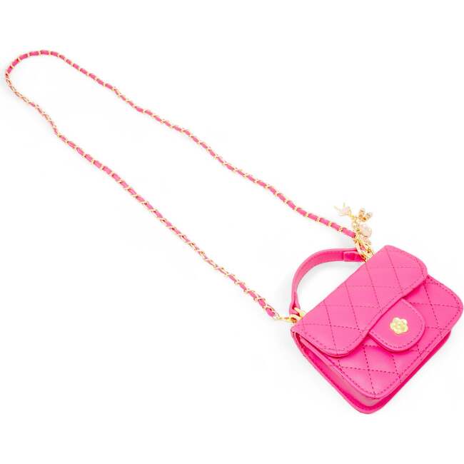 Tiny Quilted Ballet Charm Handbag, Hot Pink - Bags - 4