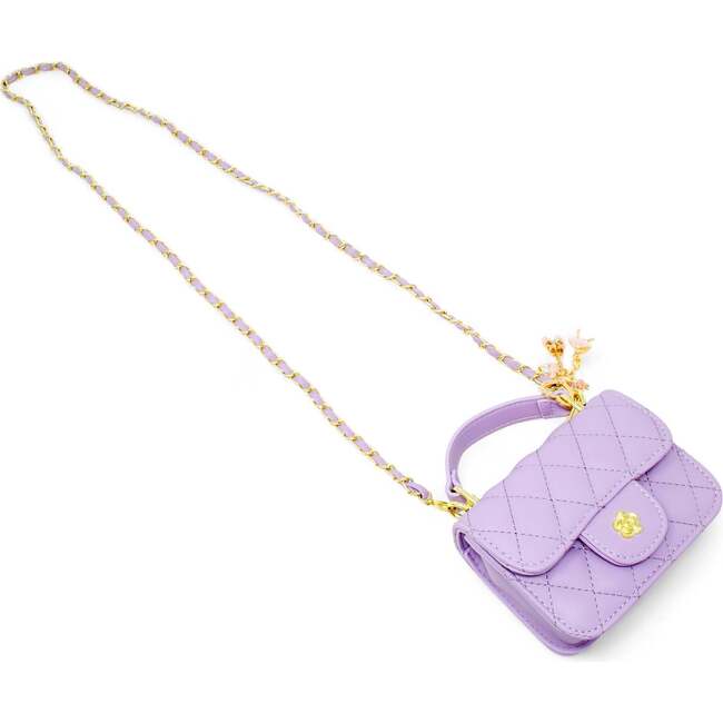Tiny Quilted Ballet Charm Handbag, Purple - Bags - 4