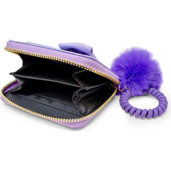 Shiny Jumbo Bow Spiral Strap Wallet, Purple - Bags - 2