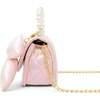 Shiny Quilted Fluffy Bow Handbag, Pink - Bags - 2