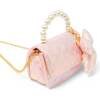 Shiny Quilted Fluffy Bow Handbag, Pink - Bags - 3