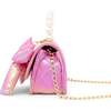 Shiny Quilted Fluffy Bow Handbag, Hot Pink - Bags - 2