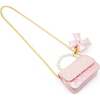 Shiny Quilted Fluffy Bow Handbag, Pink - Bags - 4