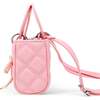 Quilted Rectangle Bow Charm Handbag, Pink - Bags - 2