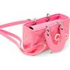 Quilted Rectangle Bow Charm Handbag, Hot Pink - Bags - 3