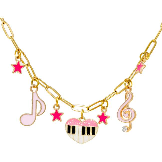 Music Multi Charm Necklace with Piano