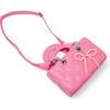 Quilted Rectangle Bow Charm Handbag, Hot Pink - Bags - 4