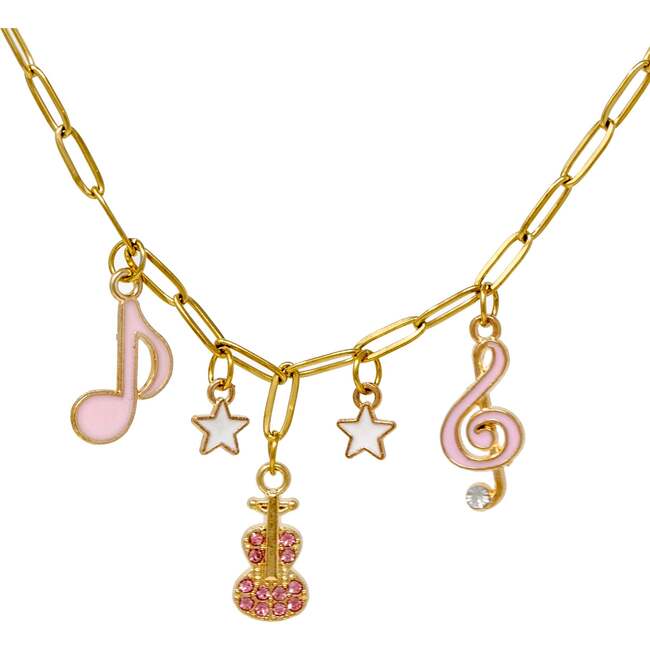 Music Multi Charm Necklace with Guitar