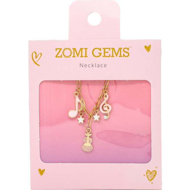 Music Multi Charm Necklace with Guitar