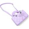 Quilted Rectangle Bow Charm Handbag, Purple - Bags - 4