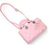 Quilted Rectangle Bow Charm Handbag, Pink - Bags - 4