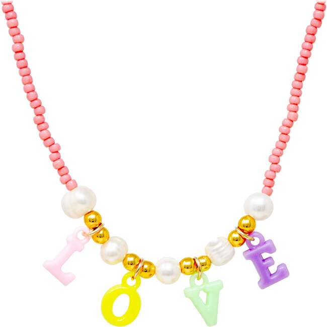 Love Pink Bead Necklace