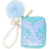 Mermaid Tail  Wallet with Pom-Pom & Pearl Strap, Blue - Bags - 1 - thumbnail