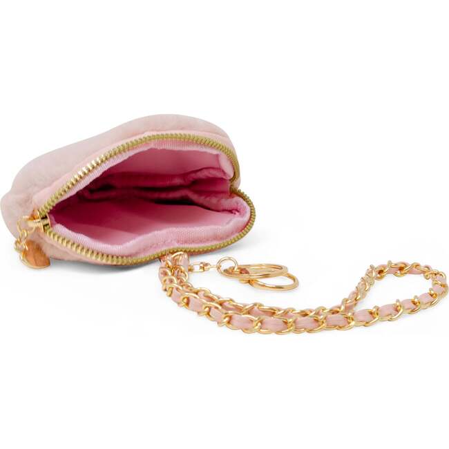 Girl's Fuzzy Heart Wristlet Coin Purse, Blush Pink - Bags - 2