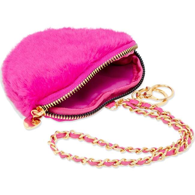 Girl's Fuzzy Heart Wristlet Coin Purse, Hot Pin k - Bags - 2