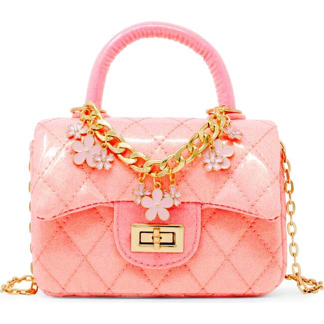 Classic Sparkle Top Handle Handbag, Pink Bubblegum - Bags - 1
