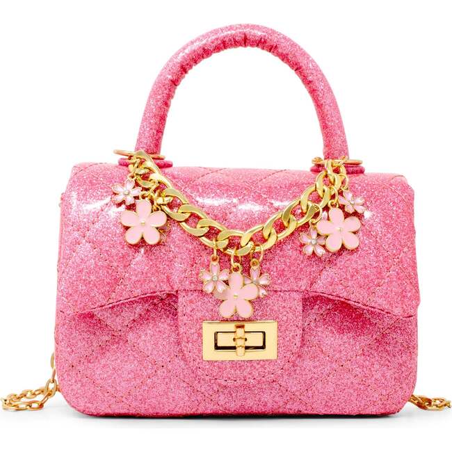 Classic Sparkle Top Handle Handbag, Pink Lemonade