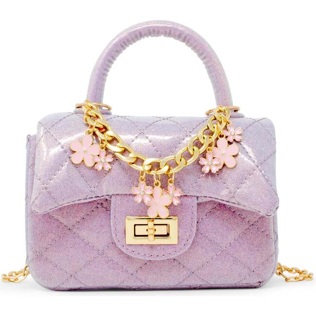 Classic Sparkle Top Handle Handbag, Baby Purple