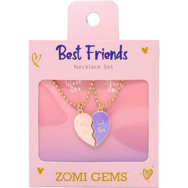 Big Sis & Lil Sis Magnetic Heart Necklace Set - Necklaces - 2