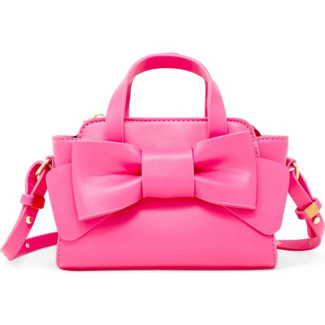 Big Bow Baguette Handbag, Hot Pink