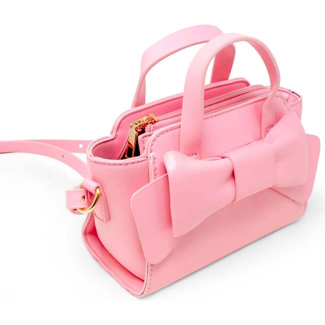 Big Bow Baguette Handbag, Pink - Bags - 3
