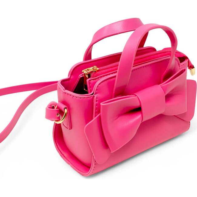 Big Bow Baguette Handbag, Hot Pink - Bags - 3