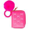 3D Bow Pom Pom Zip Wallet, Hot Pink - Bags - 1 - thumbnail