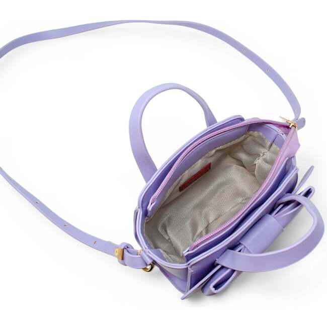Big Bow Baguette Handbag, Purple - Bags - 4