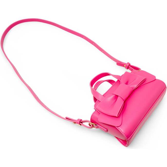 Big Bow Baguette Handbag, Hot Pink - Bags - 4